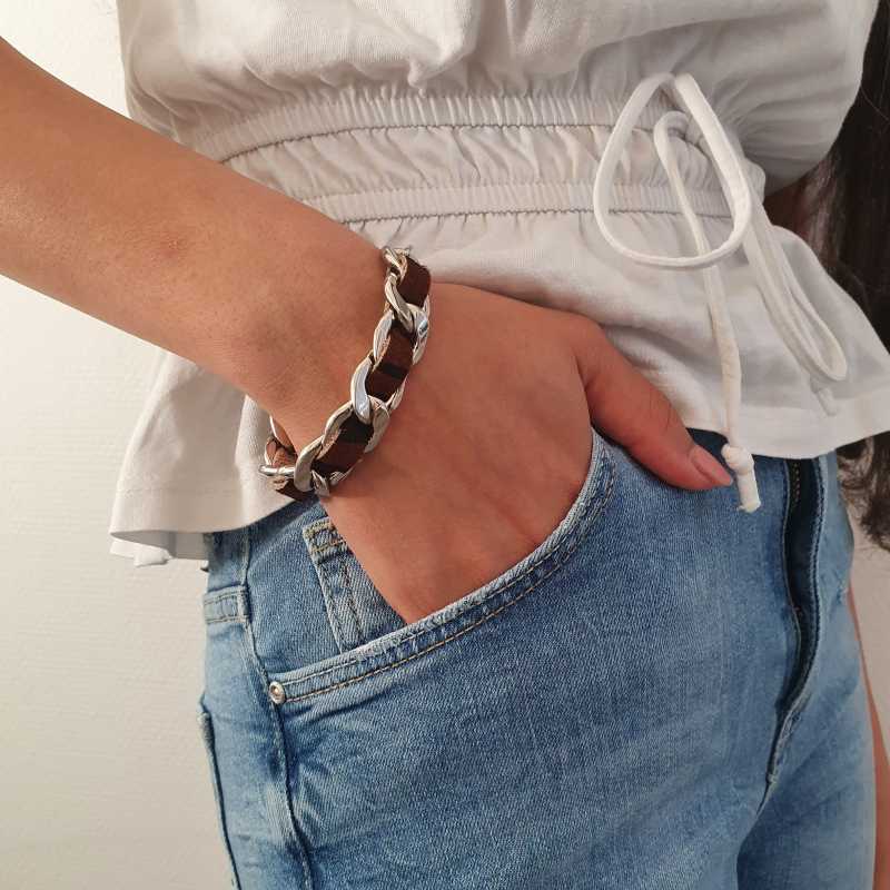 Vereniging spade overschreden Leren Bruine Dames Armband Met Zebraprint | Be Trendy €14,95