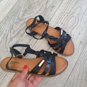 Zwarte sandaal met gesp Paris
