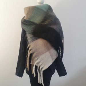 geblokte zwart/groene sjaal
