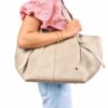 Beige lederlook damestas